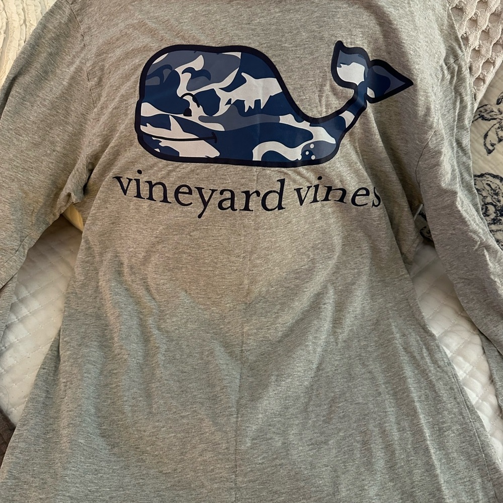 Vineyard Vines Gray Shirt with Blue Whale Logo